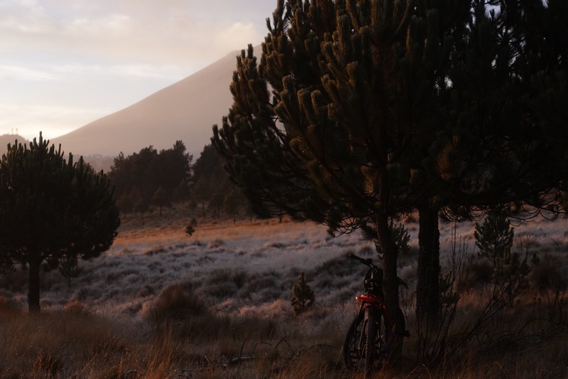 Campo cubierto de agua nieve